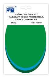 Nažehľovacie záplaty jednofarebné ovály 3 ks - sv.zelená tyrkys.zelená tm.zelená